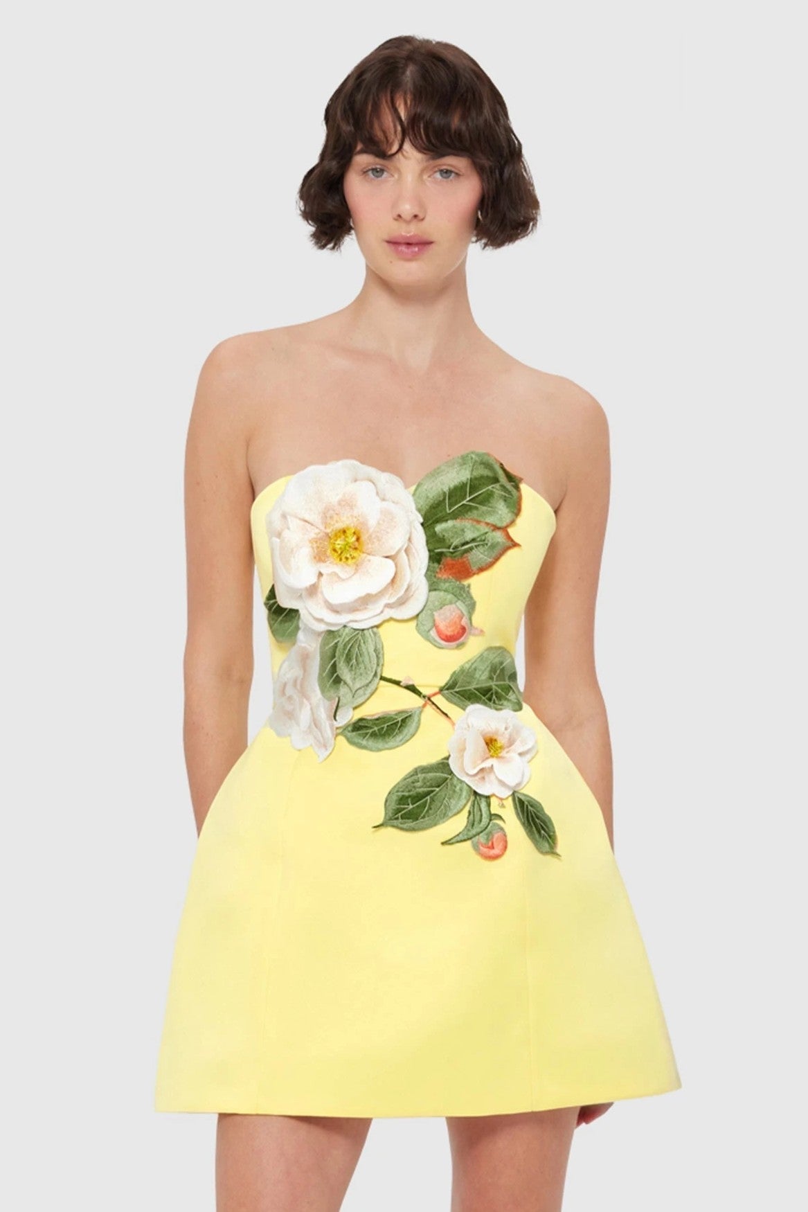 Appliquéd Strapless Mini Dress