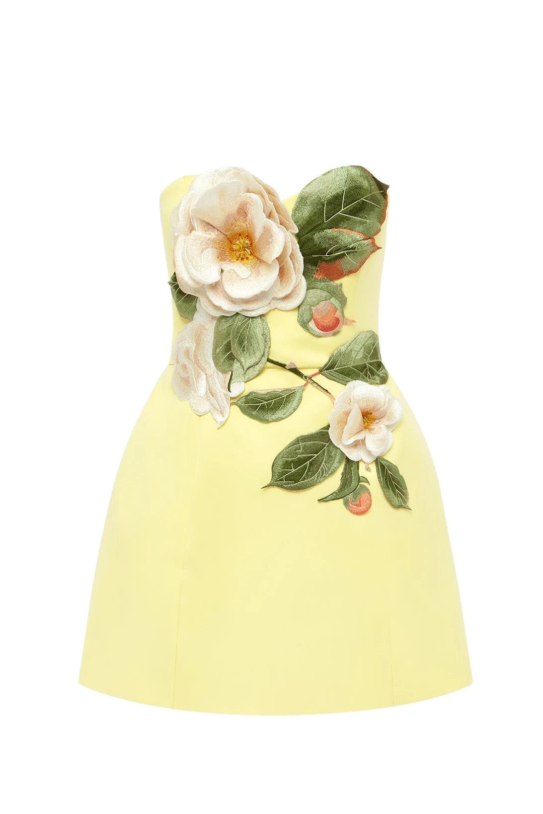 Appliquéd Strapless Mini Dress