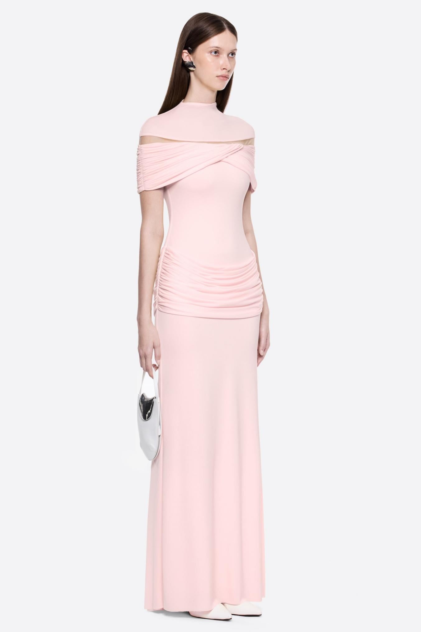 Solid Jersey Gathering Maxi Dress