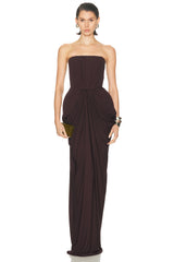 Solid Off-Shoulder Pleated Maxi Dress
