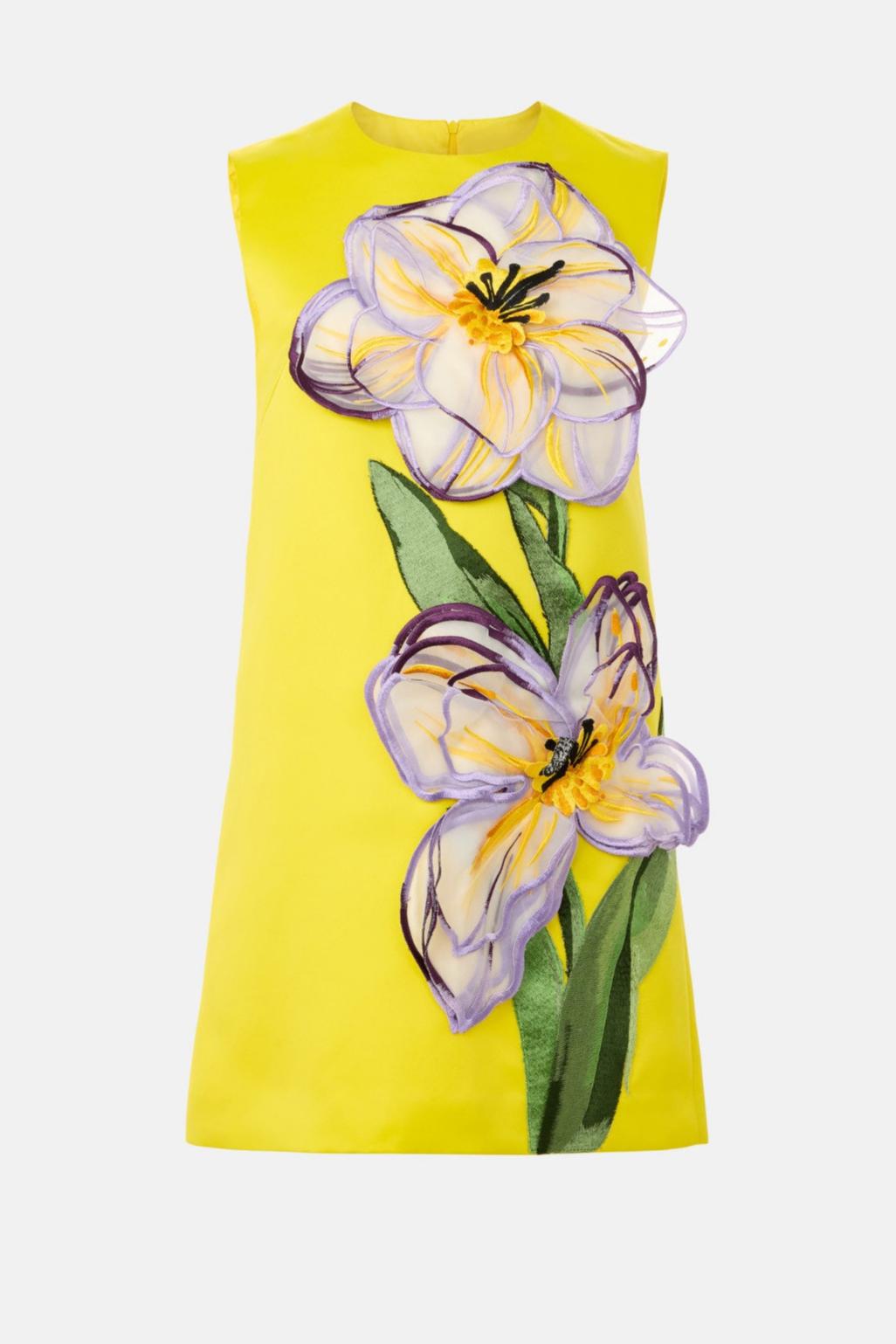 Appliquéd Round Neck Sleeveless Mini Dress