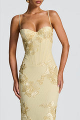 Mesh Embroidered Slip Maxi Dress