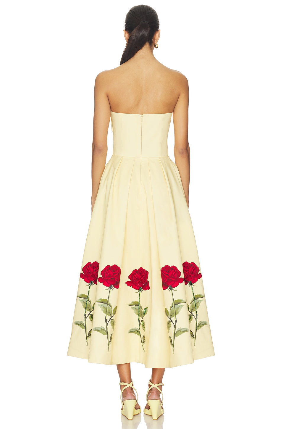 Satin Floral Off-Shoulder Midi Dress