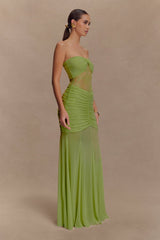 Mesh Splicing Lace Off-Shoulder Maxi Dress