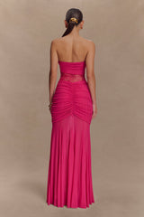 Mesh Splicing Lace Off-Shoulder Maxi Dress