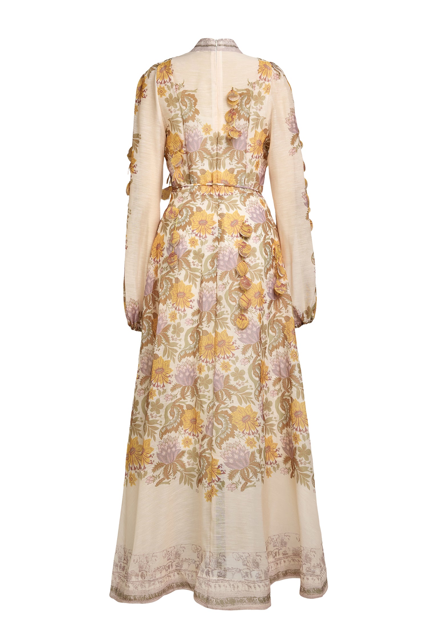Floral Beaded Single Breasted Maxi Dress