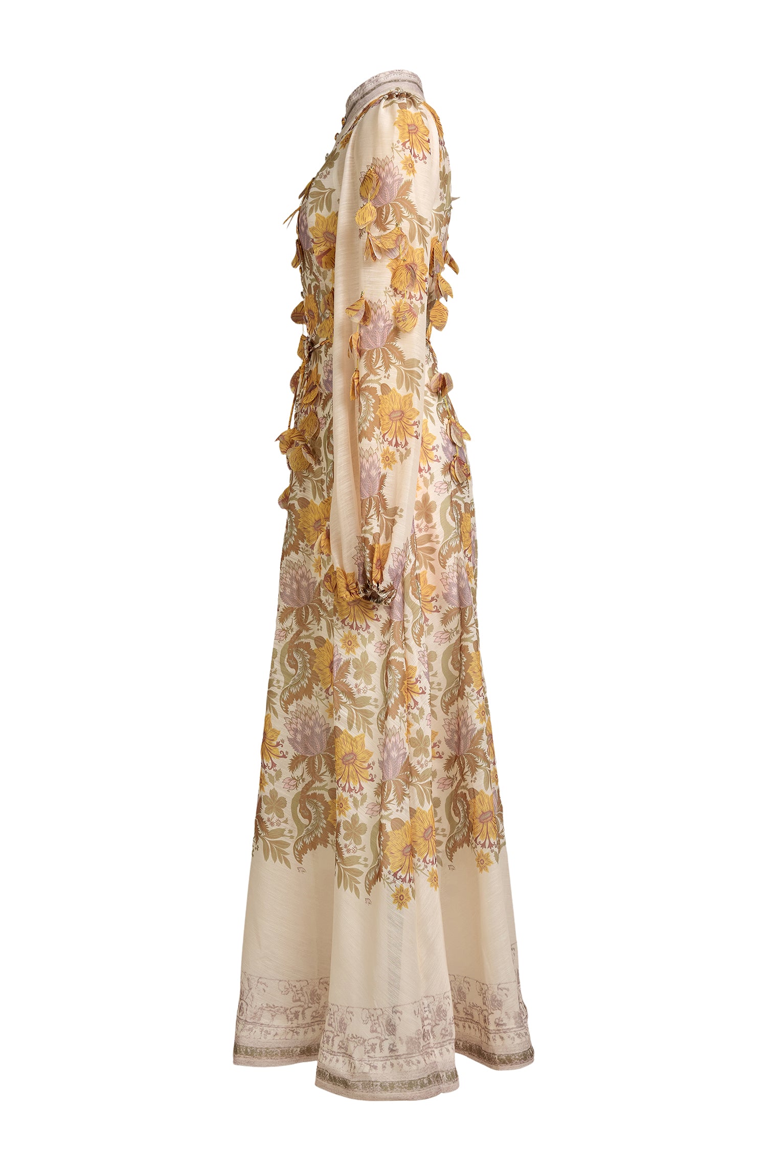 Floral Beaded Single Breasted Maxi Dress