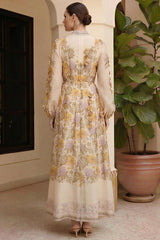 Floral Beaded Single Breasted Maxi Dress