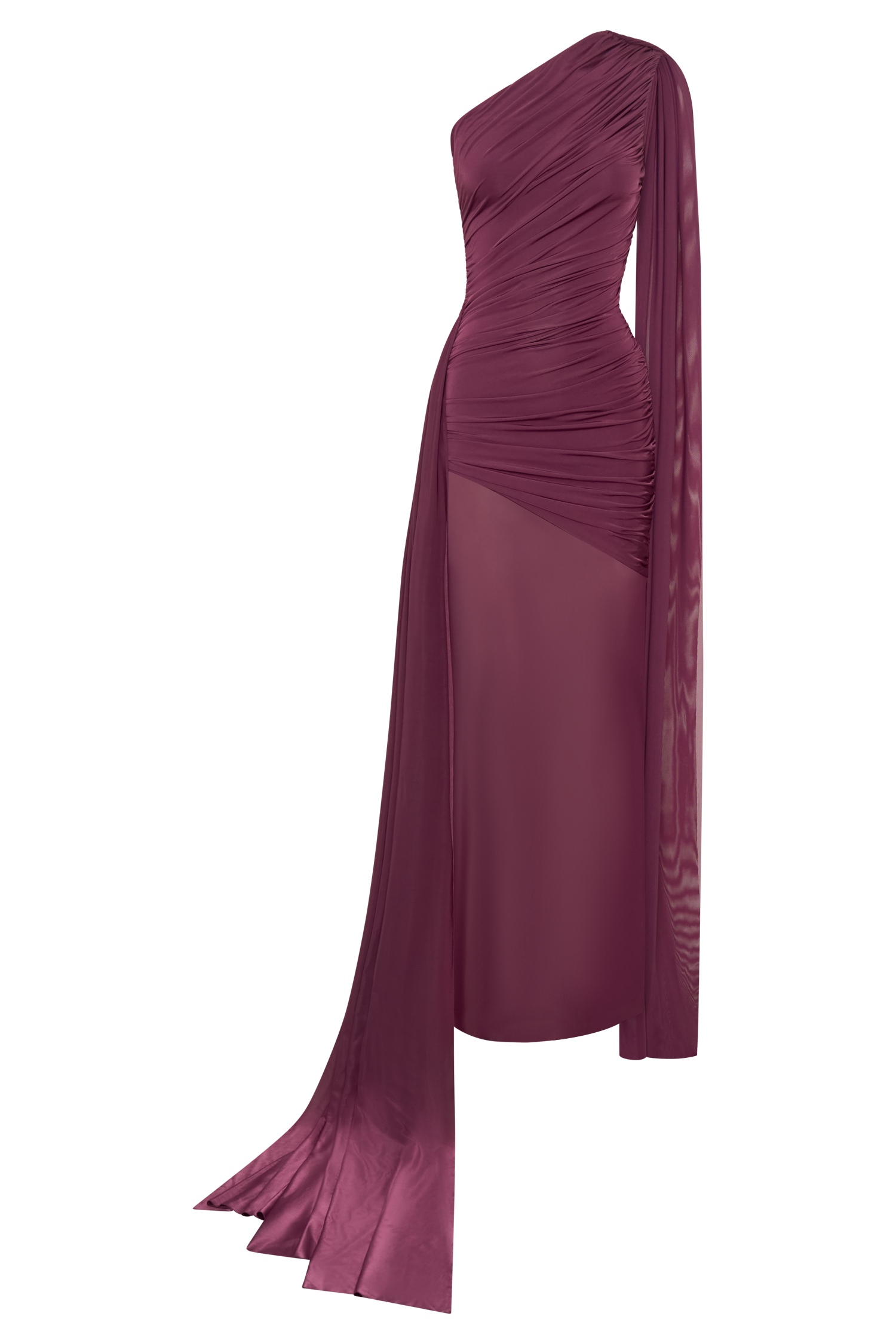 Mesh Splicing Jersey Cape Sleeve Maxi Dress