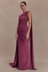 Mesh Splicing Jersey Cape Sleeve Maxi Dress