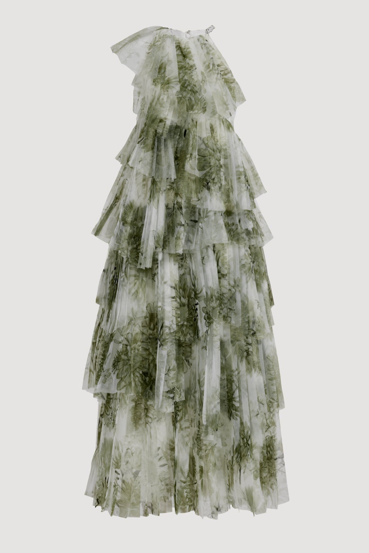 Mesh Floral Ruffle Maxi Dress