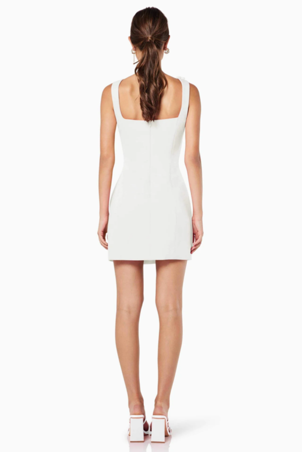 Jersey 3D Flower Square Collar Mini Dress