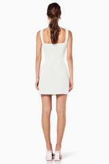 Jersey 3D Flower Square Collar Mini Dress