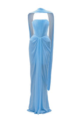 Chiffon Off-Shoulder Ruched Maxi Dress