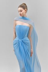 Chiffon Off-Shoulder Ruched Maxi Dress