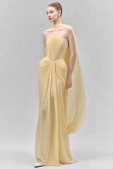 Chiffon Off-Shoulder Ruched Maxi Dress