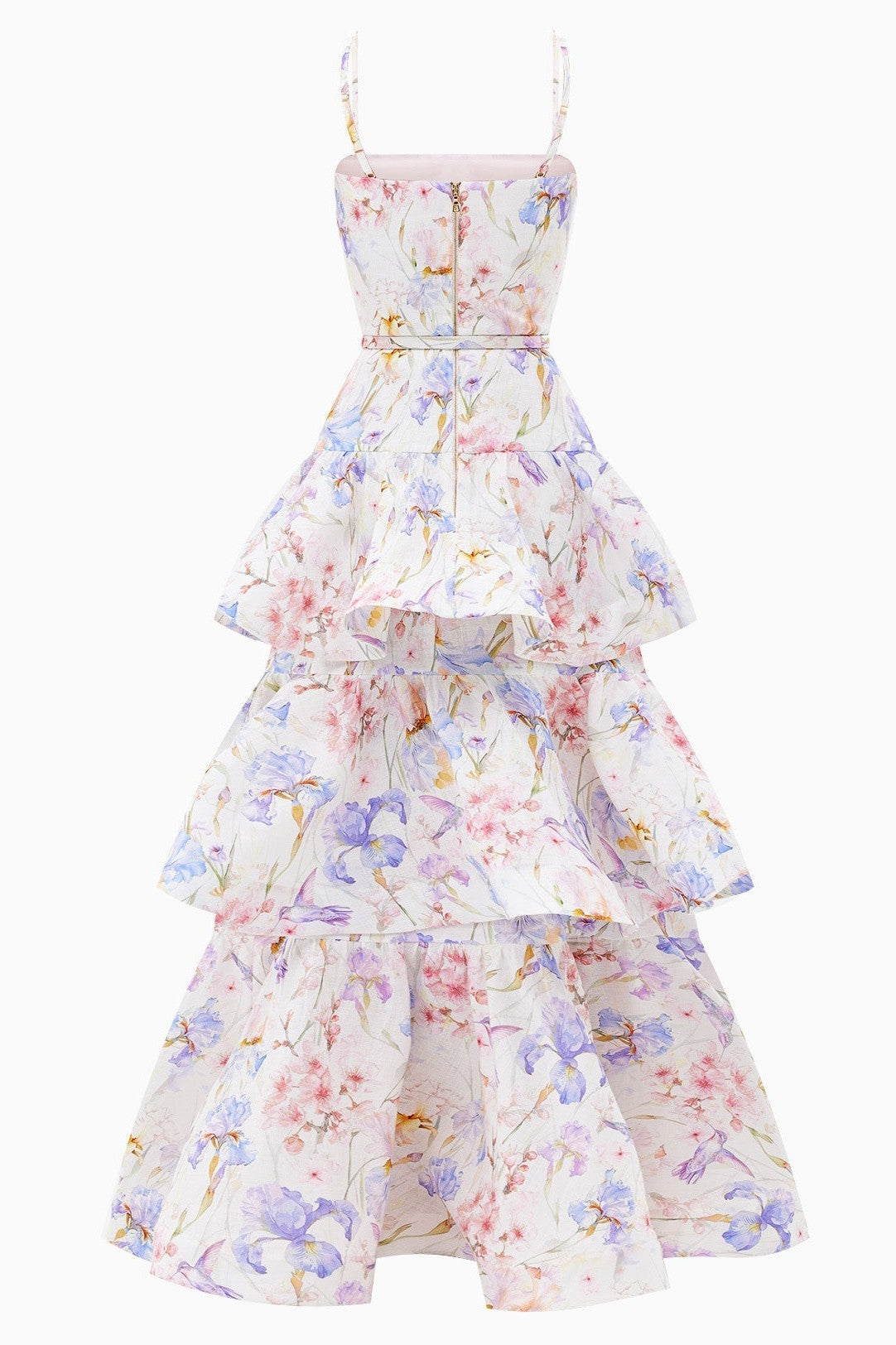 Floral Slip Ruffle Maxi Dress With Belt