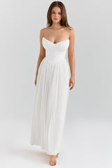 Solid Pleated Off Shoulder Maxi Dress