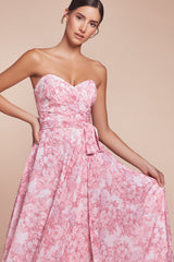 Floral Off Shoulder Maxi Dress With Belt