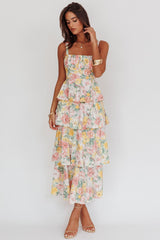 Floral Ruffle Tie-Up Midi Dress