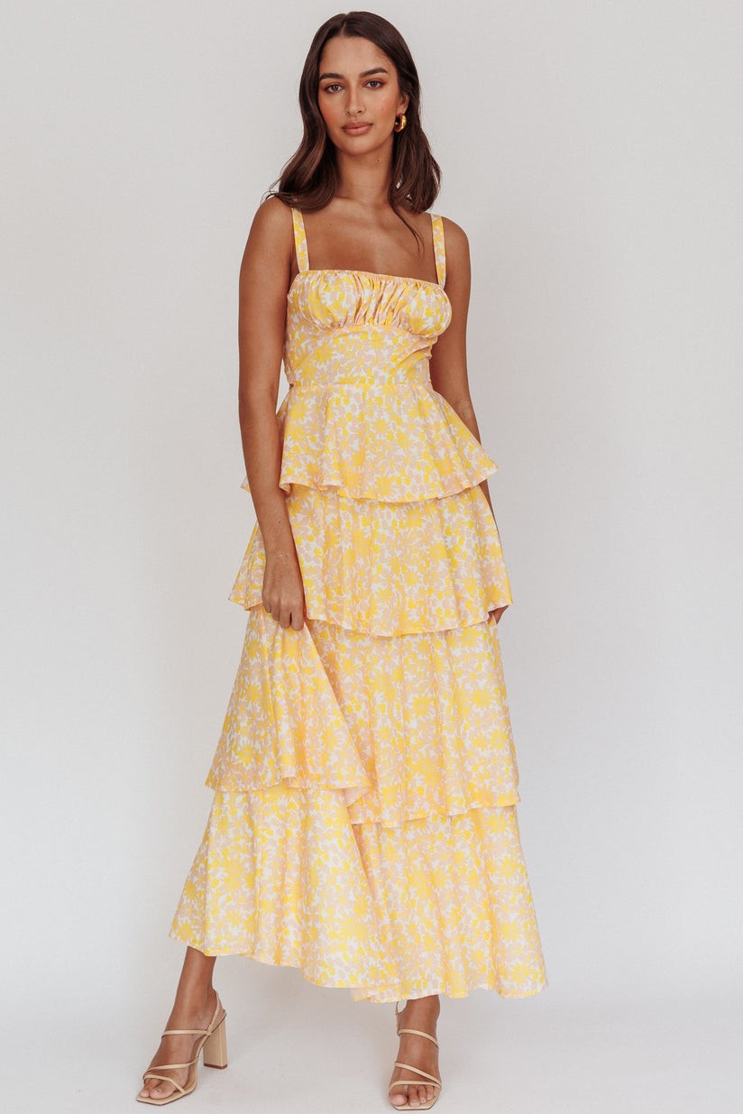 Floral Ruffle Tie-Up Midi Dress