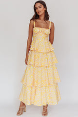 Floral Ruffle Tie-Up Midi Dress
