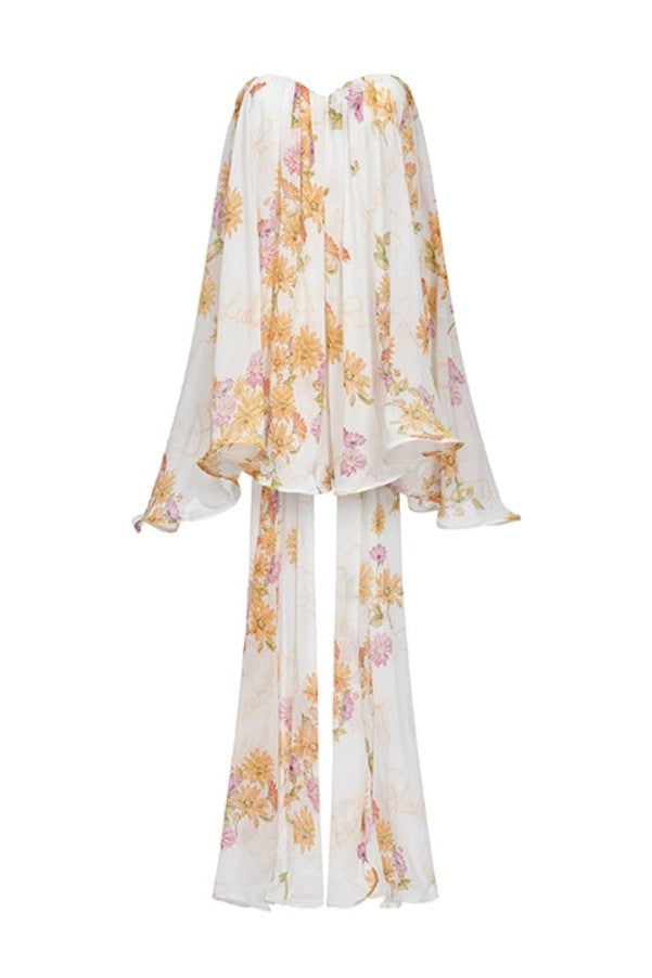 Chiffon Floral Off Shoulder Mini Dress