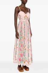 Floral Faux Pearl Slip Midi Dress