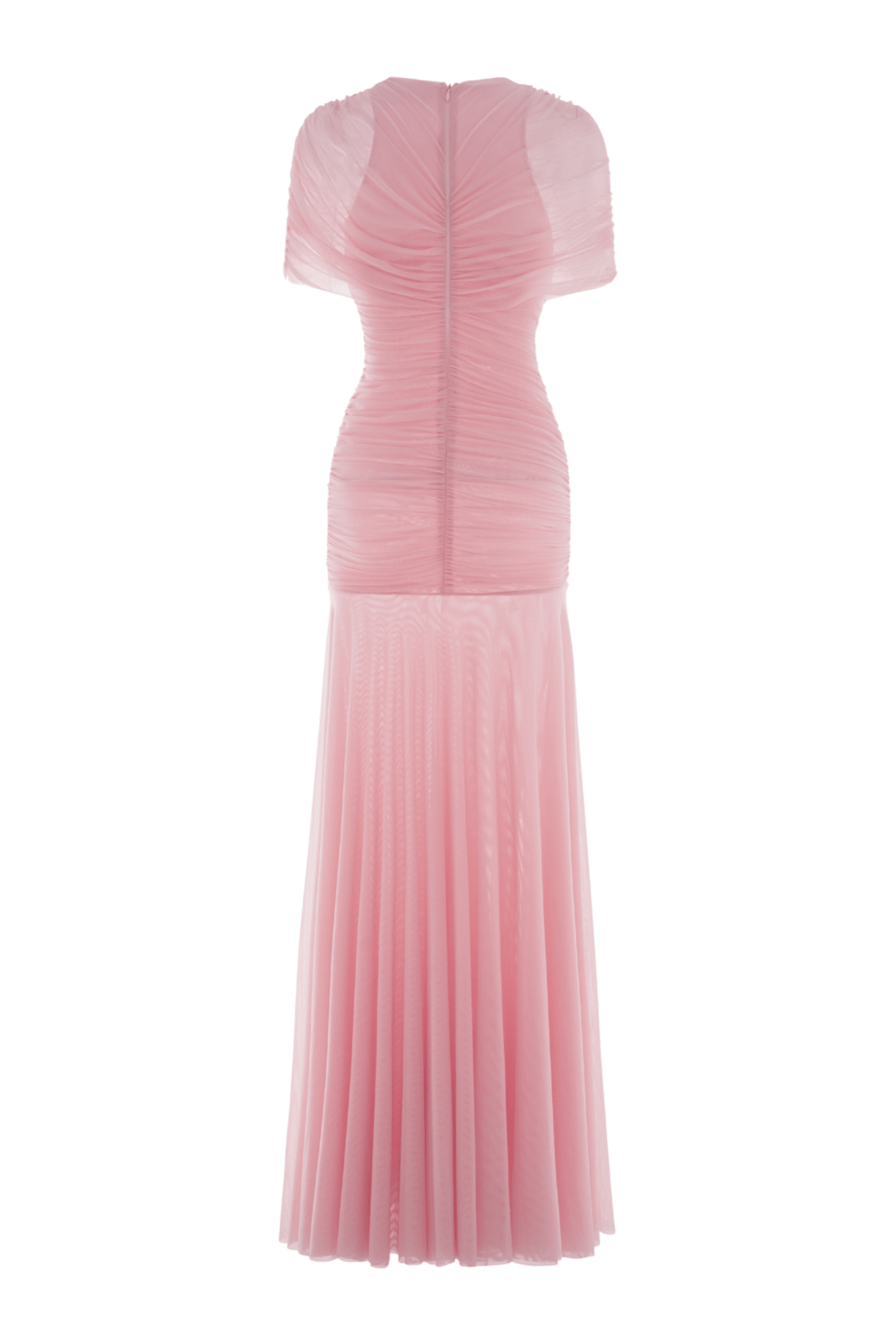 Gathering Solid Cape Sleeve Maxi Dress