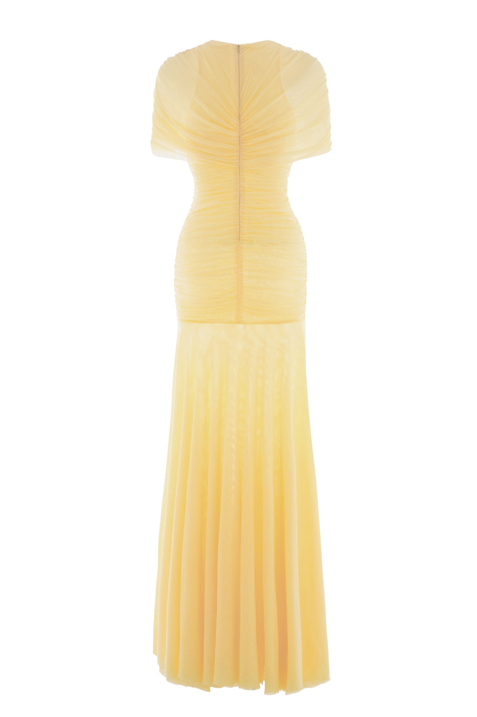 Gathering Solid Cape Sleeve Maxi Dress