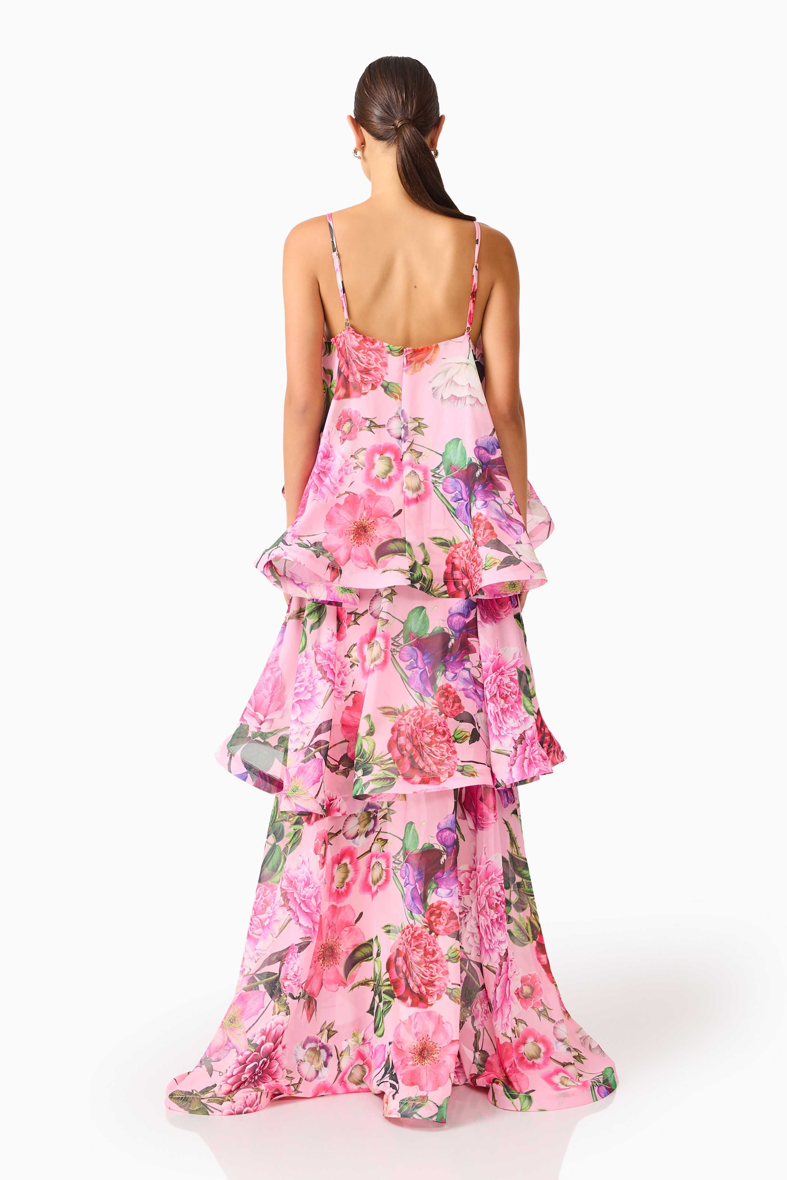 Floral Ruffle Slip Midi Dress