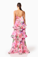 Floral Ruffle Slip Midi Dress