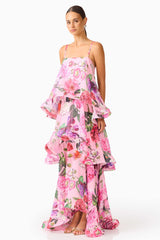 Floral Ruffle Slip Midi Dress