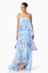 Floral Ruffle Slip Midi Dress