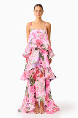 Floral Ruffle Slip Midi Dress