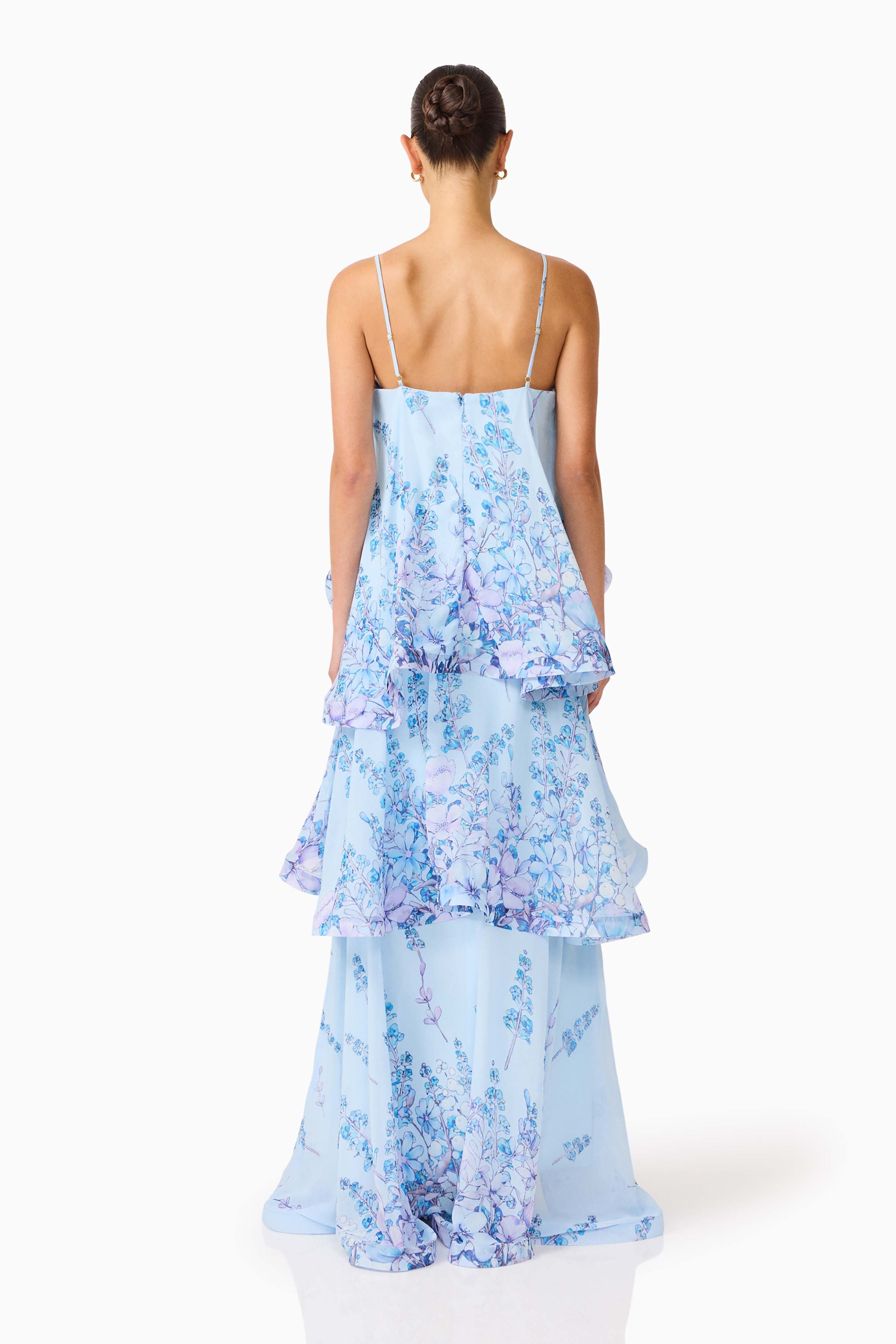 Floral Ruffle Slip Midi Dress