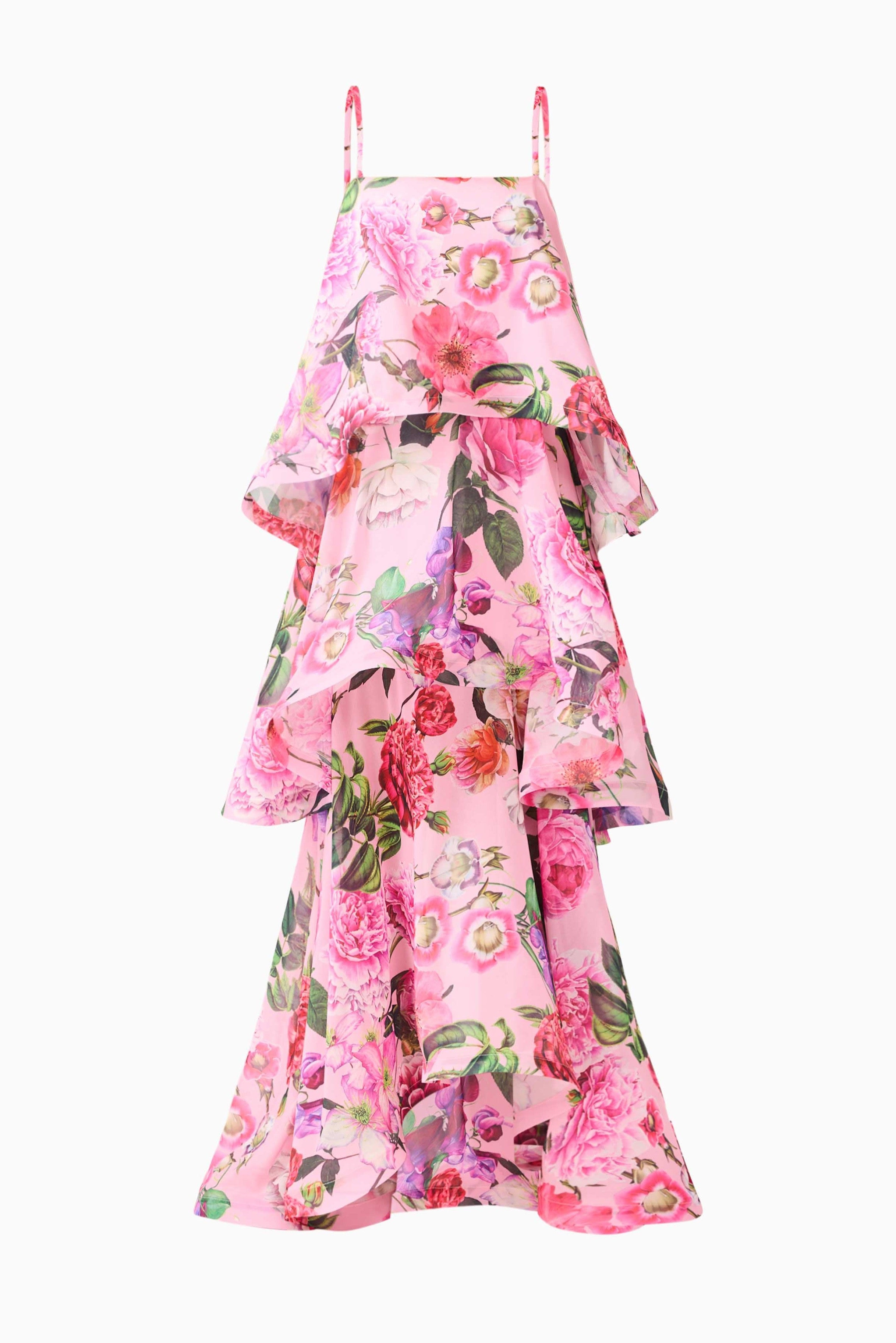 Floral Ruffle Slip Midi Dress