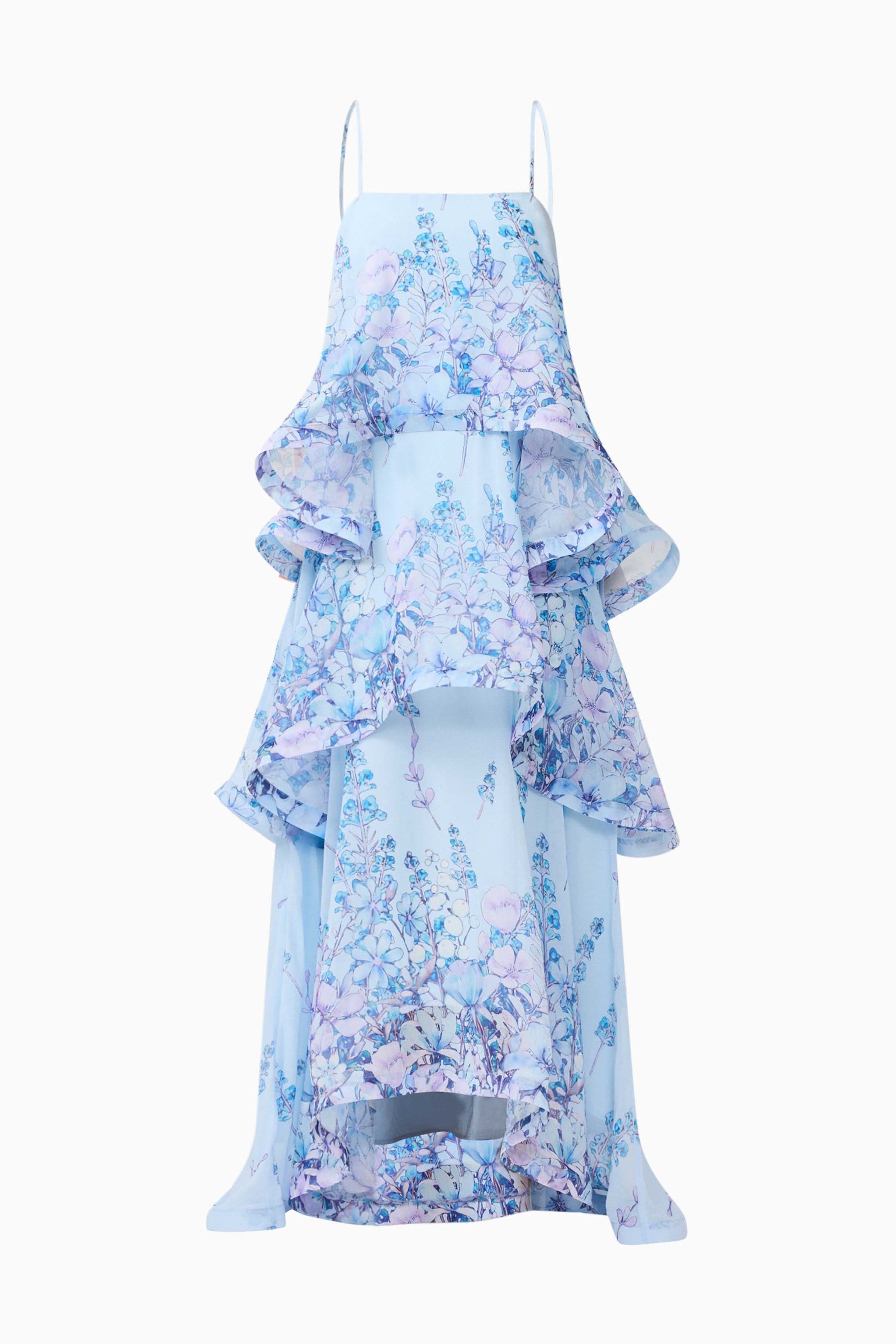 Floral Ruffle Slip Midi Dress