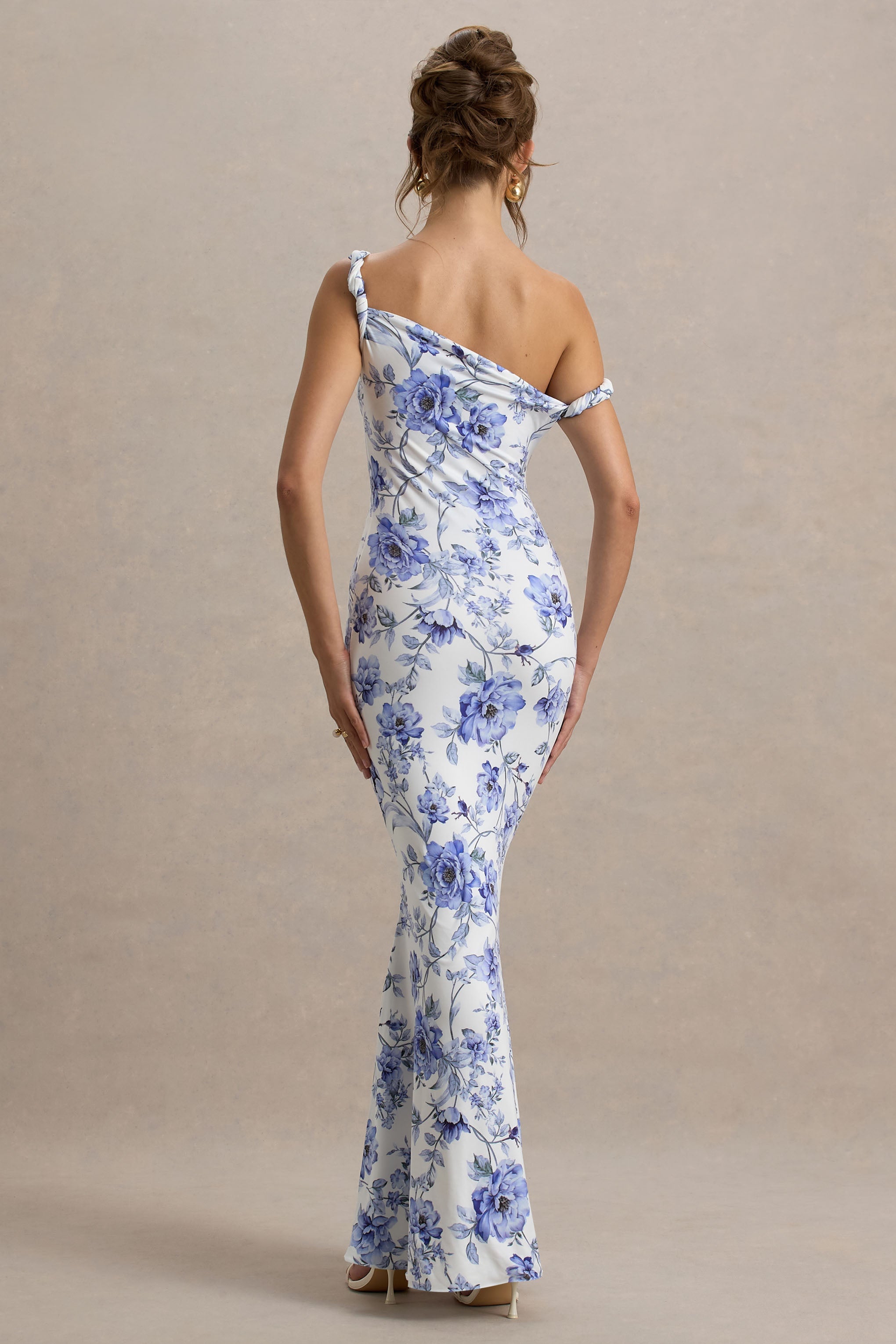 Jersey Floral Skew Collar Maxi Dress