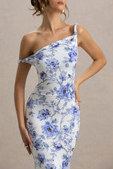 Jersey Floral Skew Collar Maxi Dress
