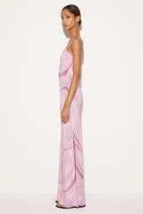 Satin Abstract Print  Slip Maxi Dress