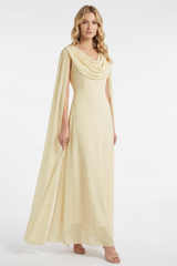 Chiffon Cape Sleeve Maxi Dress