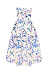 Floral Off-Shoulder Lace Up Midi Dress
