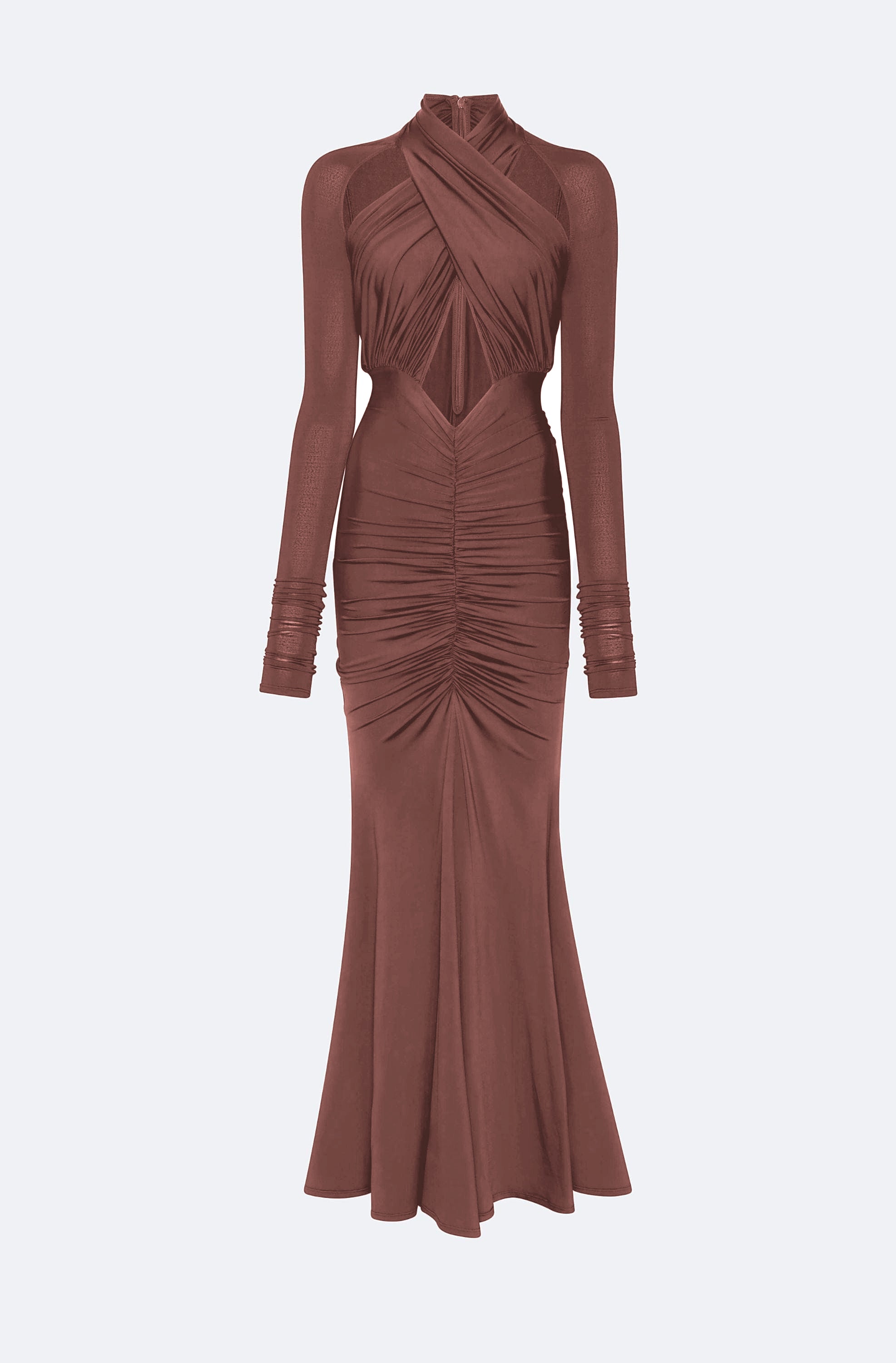 Jersey Halter Neck Gathering Maxi Dress