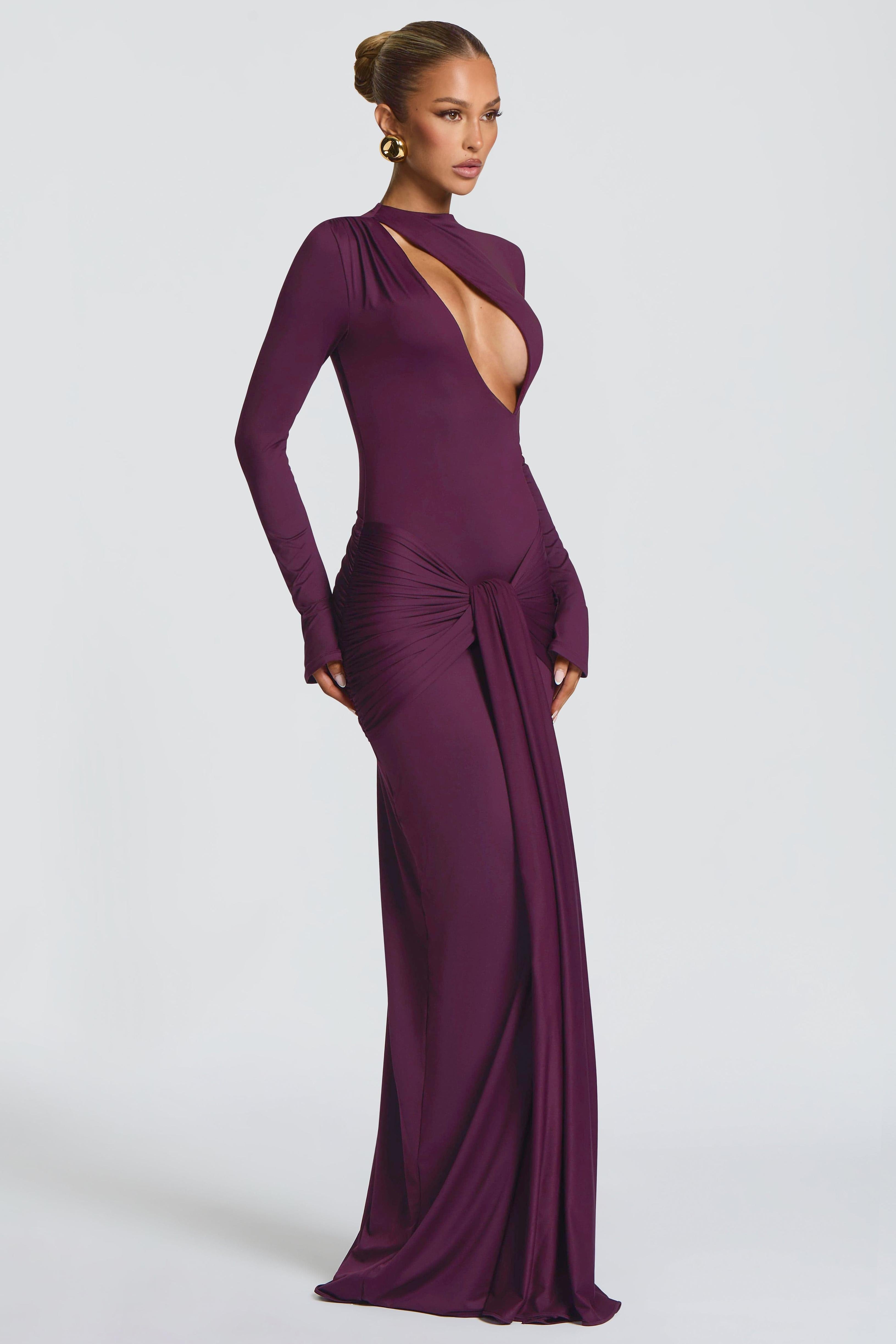 Jersey Cut-Out Tie-Up Maxi Dress