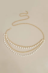 Faux Pearl Gold Metal Waist Chain