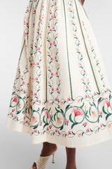 Floral Square Collar Sleeveless Midi Dress