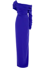 Solid Off-Shoulder Ruched Maxi Dress