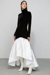 Satin Velvet Splicing Maxi Dress