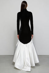 Satin Velvet Splicing Maxi Dress